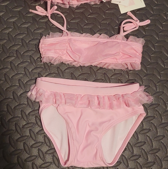 3 piece Pink Ruffled Swim Set - Picture 4 of 6